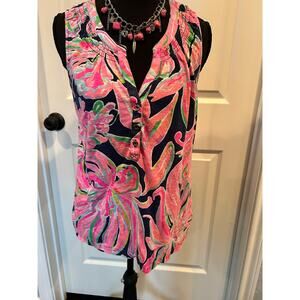 Lilly Pulitzer Essie Smocked Tank Top - Size Medium